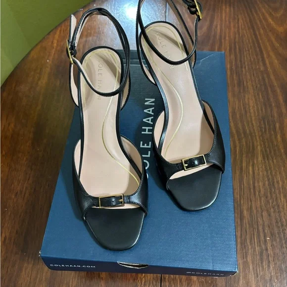 Cole Haan Black Open-Toe Heels - Picture 2 of 6